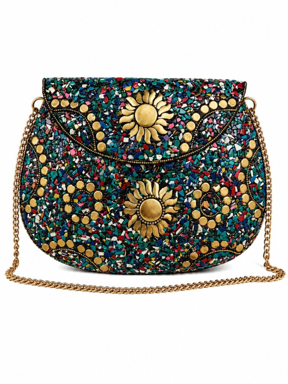 Ramla Bel Air Multicolor Mosaic Clutch Crossbody Bag